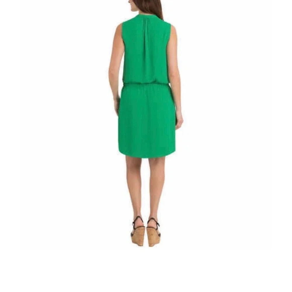 Hilary Radley Dress Womens 12 Green Sleeveless Drawstring Waist Jade Shift NWT